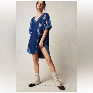 NEW Free People Heritage Hero Tee in Indigo Combo